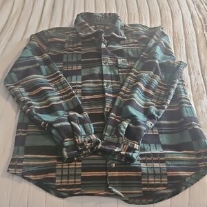 Billabong Green and Black Plaid Utility Jacket